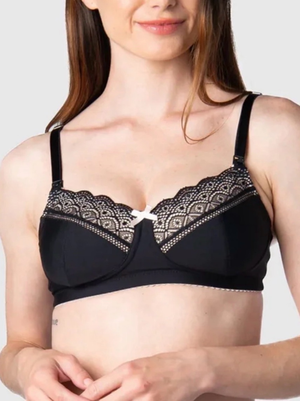 2 x HOT MILK Black Lace Trim Wireless Nursing Bra